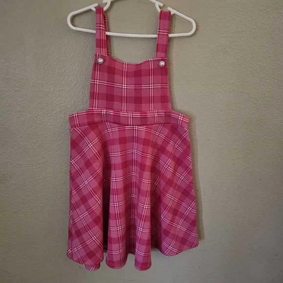 Vibrant Pink Plaid Kids Skirt - Picture 2 of 6